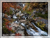 Patagonia, Jesień, Kaskada, Argentyna, Skały, Roślinność, Rzeka, Park Narodowy Los Glaciares