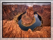 Rzeka, Kanion, Horseshoe Bend, Kolorado River, Stany Zjednoczone, Park Narodowy Glen Canyon, Arizona, Zakole, Skały