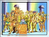 ludzie, kolumny, Saint Seiya, gold