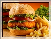 Hamburger, Sałata, Frytki