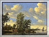 Obraz, Salomon, van Ruysdael, Prom, Na Rzece