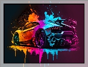 Kolorowe, Lamborghini, Grafika, Samochód