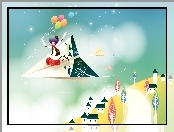 Samolot, Lot, Pajacyk, Fantasy, Papierowy, Balony