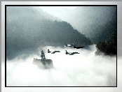 Samoloty, Wzgórza, Mgła, Zamek