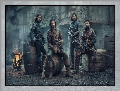 Serial, Tom Burke, Atos, Muszkieterowie, Howard Charles, Santiago Cabrera, Luke Pasqualino, The Musketeers, Portos, Aramis, D Artagnan