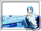 Shingetsutan Tsukihime, niebieskie włosy, dżinsy