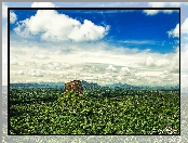 Lasy, Sigirija, Sri Lanka, Chmury, Skała, Góry