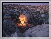 Turcja, Kościoły, Balony, Kapadocja, Park Narodowy Goreme, Góry, Skały