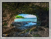 Skały, Lake Superior, Stany Zjednoczone, Drzewa, Jaskinia, Łuk, Michigan