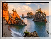 Morze, Oregon, Stany Zjednoczone, Skały, Drzewa, Park stanowy, Samuel H Boardman State Scenic Corridor