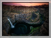 Skały, Wodospad, Stany Zjednoczone, Wąwóz, Stan Waszyngton, Zachód słońca, Wyżyna Kolumbii, Palouse Falls, Rzeka, Palouse River