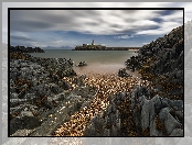 Morze, Walia, Wyspa Anglesey, Latarnia morska Llanddwyn Lighthouse, Skały
