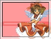 skrzydła, Cardcaptor Sakura, kobieta, karta, sukienka