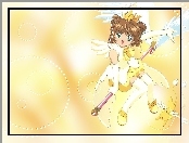 skrzydła, Cardcaptor Sakura, dziewczyna, kij, korona