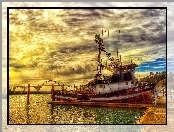 Słońca, Kuter, Rybacki, Port, Zachód