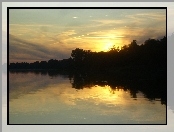 Zachód, Słońca, Jezioro
