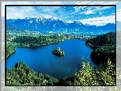 Słowenia, Jezioro, Bled, Wysepka, Góry