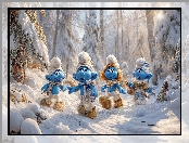 Cztery, Las, Zima, Smerfy, Grafika AI