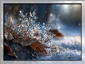 Dwie, Zima, Śnieg, Śnieżynki, Grafika AI