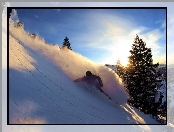 Snowbording, śnieg, deska, snowboardzista