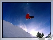 Snowbording, śnieg, deska, snowboardzista