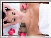 Spa, Kobieta, Dłonie, Kwiaty, Studio
