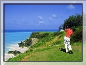 Sportowe Golf, morze , golfista