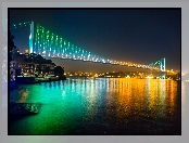 Rzeka, Stambuł, Most, Turcja, Oświetlony, Noc, Panorama, Miasta