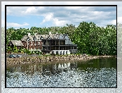 Restauracja, Stan Nowy Jork, Rzeka, Hotel, Delaware River, Stany Zjednoczone, Drzewa, Lambertville Station Restaurant