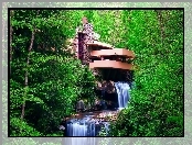 Fallingwater, Dom, Wright, Frank, Pensylwania, Wodospad, Zjednoczone, Lloyd, Stany