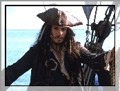 kapelusz, statek, woda, Piraci Z Karaibów, Johnny Depp