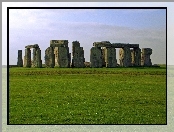 Stonehenge, Niebo, Trawa, Kamienie