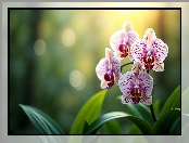 Fioletowy, Storczyk, Liście, Kwiat, AI