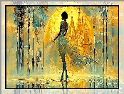 Kobieta, Sylwetka, Woda, Tańcząca, Grafika
