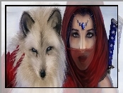 Kobieta, Szal, Lis