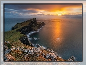 Wybrzeże, Półwysep Duirinish, Skały, Szkocja, Morze Szkockie, Wyspa Skye, Latarnia morska, Neist Point Lighthouse