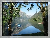 Szwajcaria, Jezioro, Łódki, Góry, Glarus