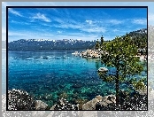 Tahoe, Góry, Nevada, Sosna, Jezioro, Kamienie