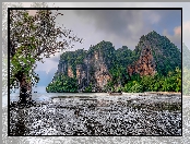 Góry, Krabi, Tajlandia, Zatoka East Railay Bay, Drzewo, Łódki, Ao Nang