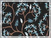 Tekstura, Niebiesko-białe, Liście, Kwiaty, Gałązki