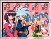 Tenchi Muyo, niebieskie włosy, kimono