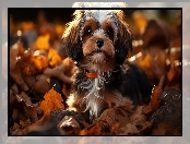 Pies, Liście, Yorkshire terrier
