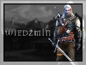 The Witcher, miecz, wioska, mężczyzna