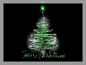 Czarne tło, Boże Narodzenie, Choinka, Napis, Merry Christmas