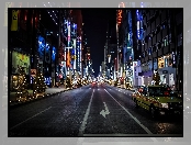 Tokio, Nocą, Japonia, Miasto