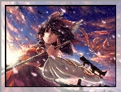 Touhou, Kobieta, Płatki, Kwiatów, Katana