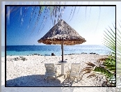 Tropik, Ocean, Plaża, Parasol, Leżaki