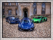 Trzy, Bugatti Chiron, Koenigsegg Regera, Samochody, Lamborghini Aventador Liberty Walk