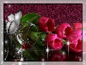Tulipany, Art, Kieliszek, Motyl