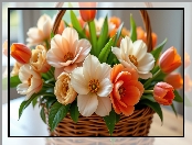 Kwiaty, Tulipany, Koszyk, Kamelie, AI